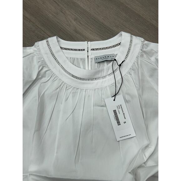 NWT Harshman Women's White Cotton Anemone Lace Eyelet-Trim Blouse Top Size S - Picture 4 of 13